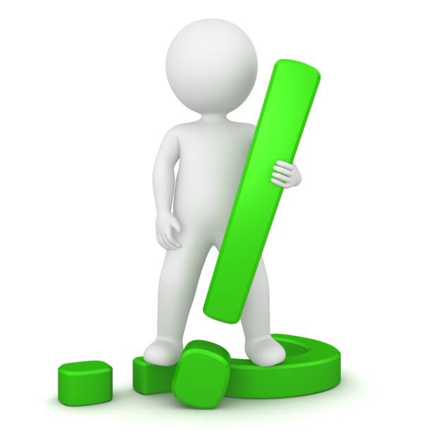 istock exclamation mark green exclamation point question mark 3d standing stick man isolated on white 845154582