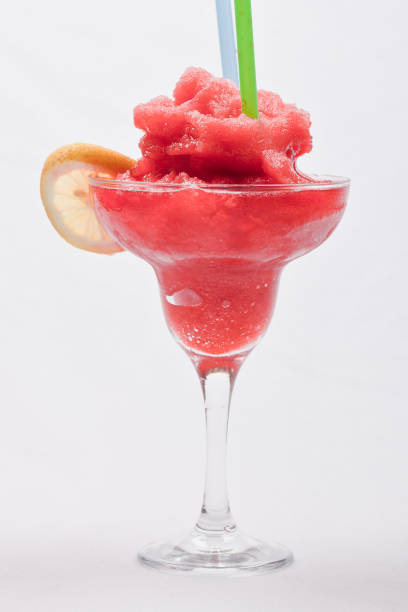 Frozen strawberry daiquiri isolated on white