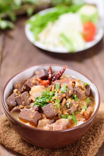istock Thai Northern food (Kanom Jeen Nam Ngeaw) with vegetables 845165746