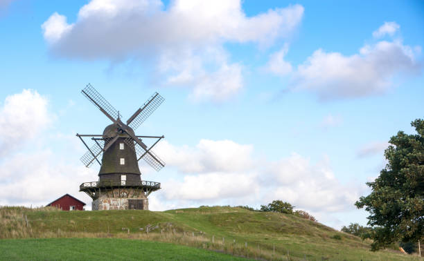 Traditional swedish windmill stock photo