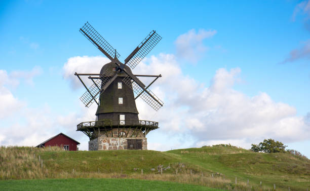 Traditional swedish windmill stock photo