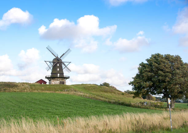 Traditional swedish windmill stock photo