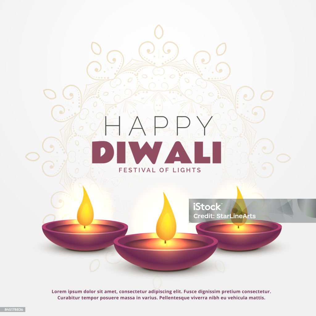 Beautiful Happy Diwali Greeting With Burning Diya For Festival Of ...