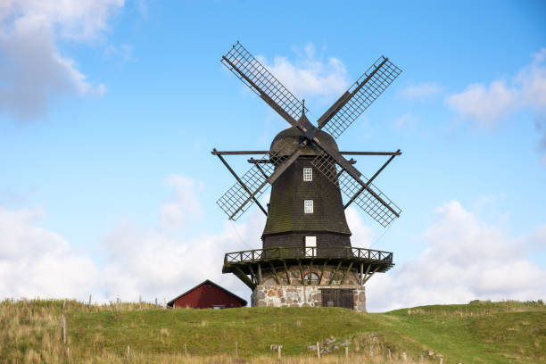 Traditional swedish windmill stock photo