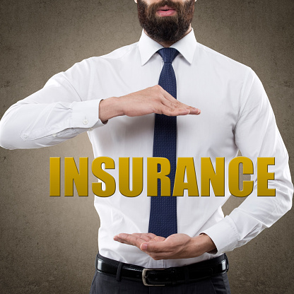 Insurance agent showing single word insurance
