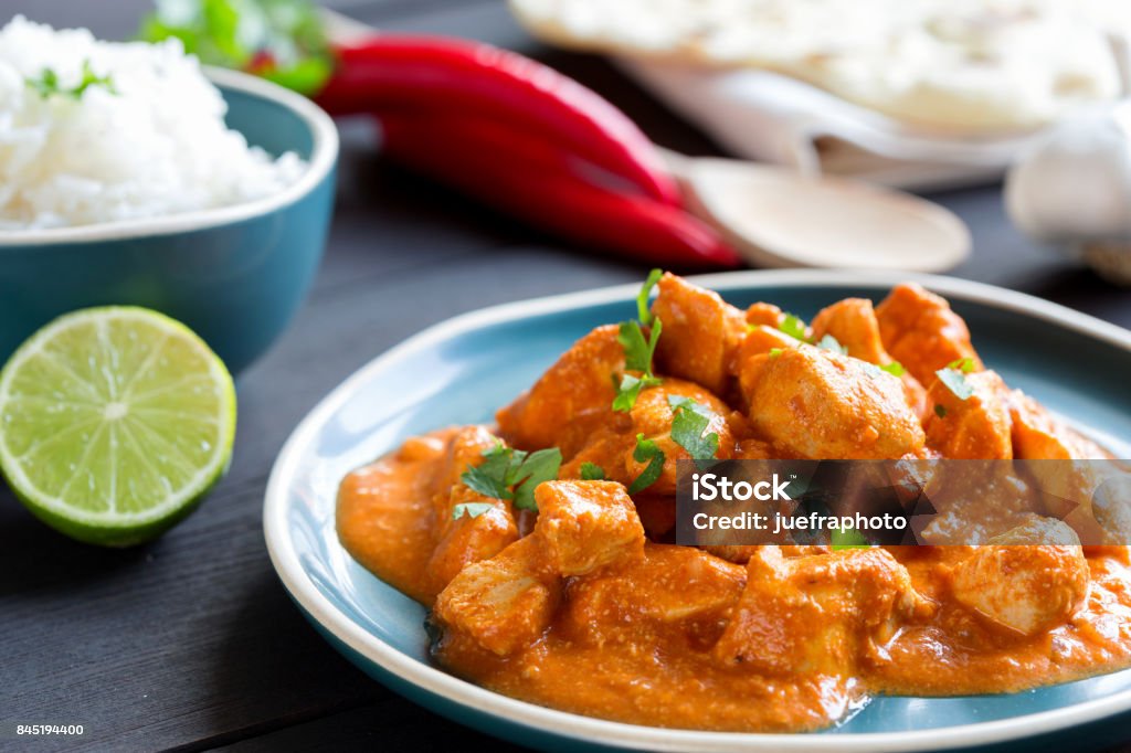 Indian Curry Meal Chicken Curry Stock Photo