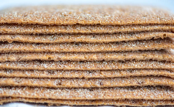 istock Close-up pile of bread cracker snacks, rye crispbread 845197940
