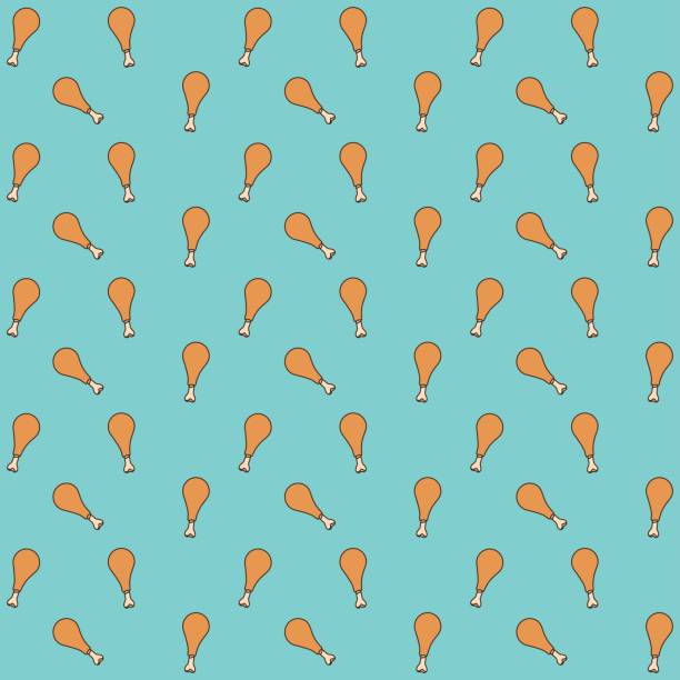 ilustrações de stock, clip art, desenhos animados e ícones de chicken thighs pattern colorful in aquamarine background - food dining cooking multi colored