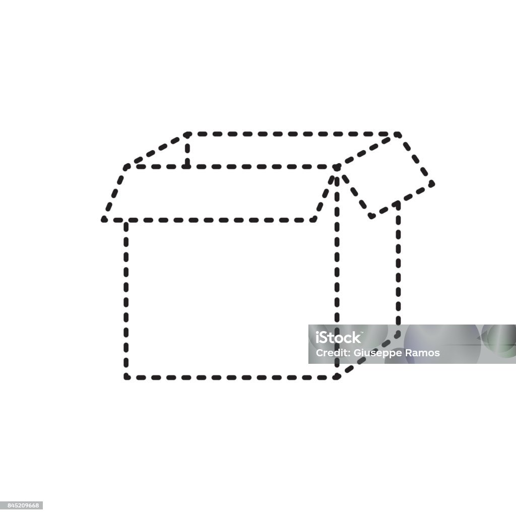 Box Doted Line Dotted Shape Square Box Package Open Design Stock Illustration ...