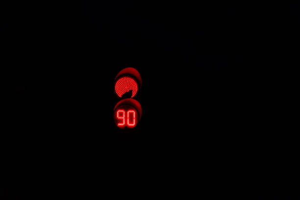 istock Red traffic light with 90 seconds count down 845212416