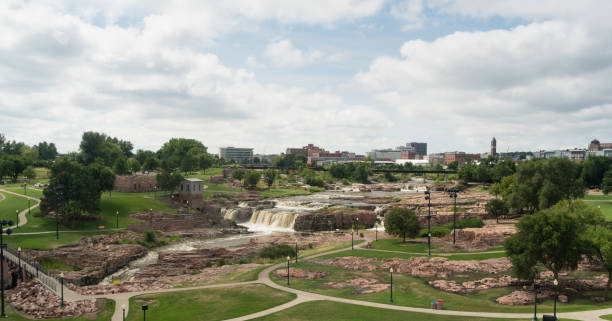 Water Flows Sioux Falls City Center Skyline South Dakota