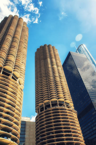 Marina City Tower building Marina Towers, Chicago, Illinois, United States of America, North America 1960 1969 stock pictures, royalty-free photos & images