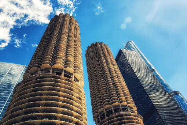 Marina City Tower building Marina Towers, Chicago, Illinois, United States of America, North America 1960 1969 photos stock pictures, royalty-free photos & images