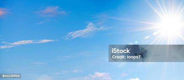 Blue Sky With Soft Clouds And Sun Stock Photo - Download Image Now - Sky, Sunny, Cloud - Sky