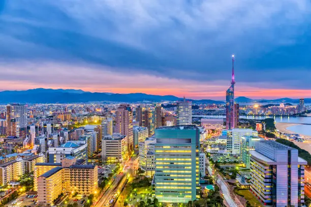 Fukuoka, Japan skyline and tower.