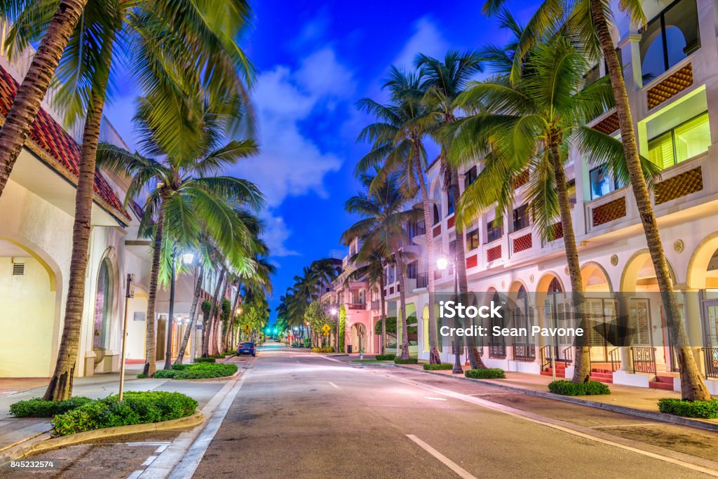 Palm Beach on Worth Ave Palm Beach, Florida, USA at Worth Ave. Palm Beach - Florida Stock Photo