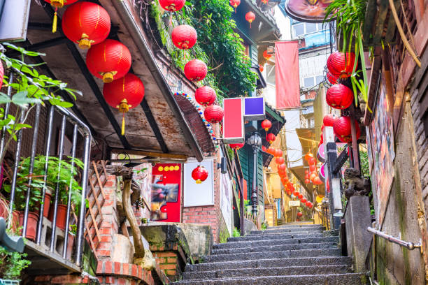 Jiufen Taiwan Steps Jiufen, Taiwan at the landmark alleyway and steps. fen photos stock pictures, royalty-free photos & images