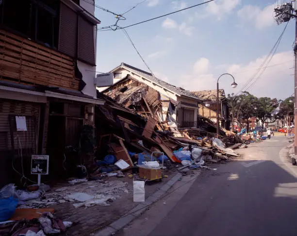 The collapsed houses Hanshin-Awaji earthquake