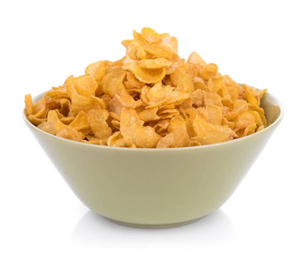 istock Corn flakes in bowl isolated on white background 845259562