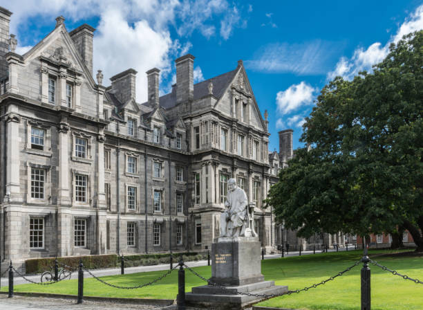 Graduates Memorial Building with George Salmon statue, Trinity College Dublin. stock photo