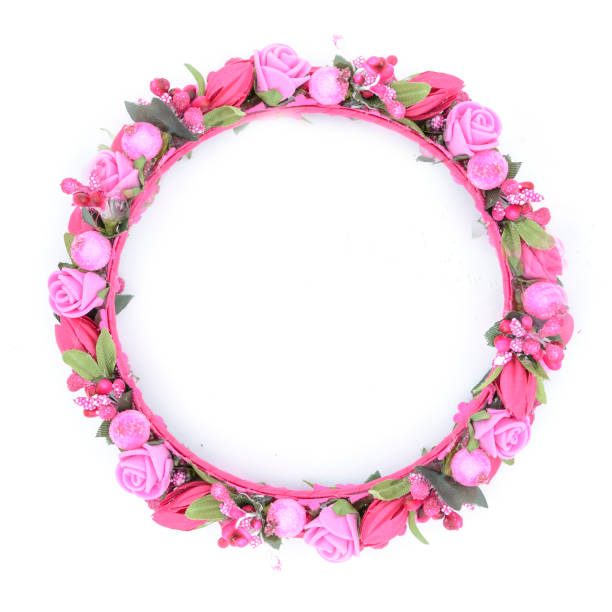 istock round wreath with pink roses isolated on white 845271050
