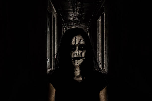 istock Halloween theme:Ghost Girl Horror isolated on black background.film filter effect.with clipping path. 845274708