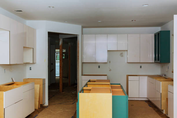 istock Blind corner cabinet, island drawers and counter cabinets installed 845277944