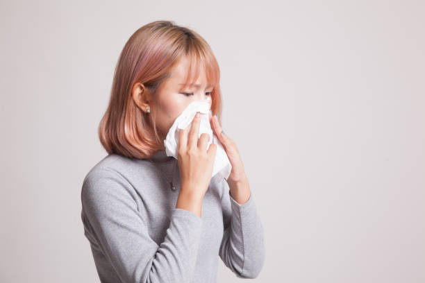 istock Young Asian woman got sick and flu. 845280482