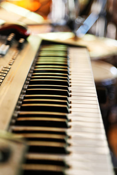 istock Keyboard of music electronic synthesizer, piano on blurred background. 845280852