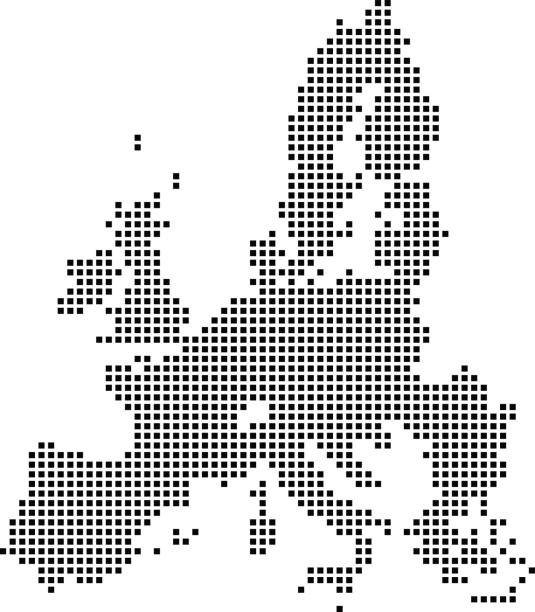 Highly detailed European Union map dots, dotted European Union map vector outline, pixelated European Union map in black and white illustration background This abstract dotted map of European Union is accurately prepared using the overlaid vector map of the European Union countries with highly detailed information. black and white instant print stock illustrations