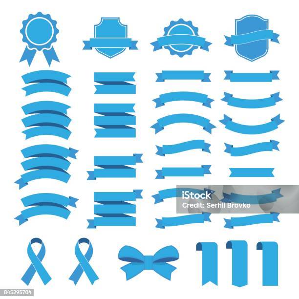 Ribbon Vector Icon Set On White Background Collection Banner Isolated Shapes Illustration Of Gift And Accessory Stock Illustration - Download Image Now