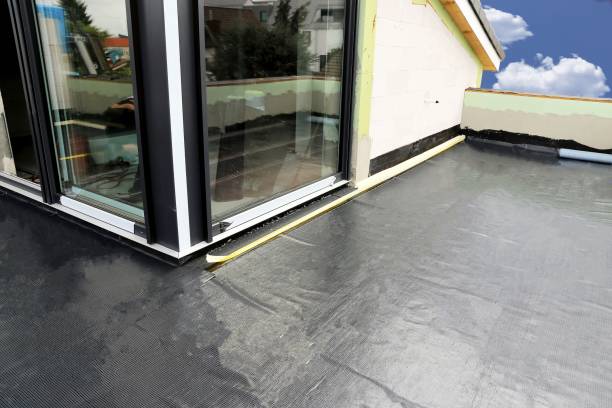 Balcony waterproofing Balcony waterproofing with foil waterproof house stock pictures, royalty-free photos & images