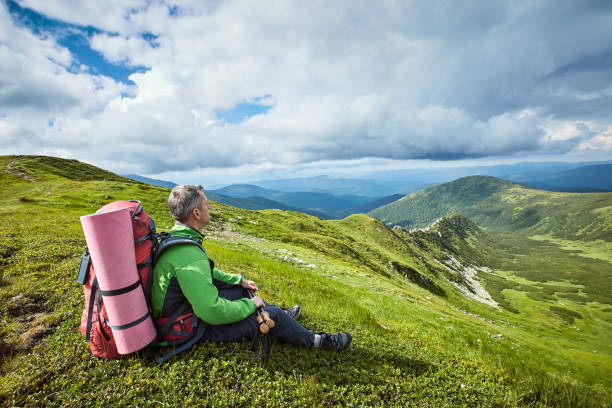 istock Hiking in the mountains in the summer with a backpack. 845298926