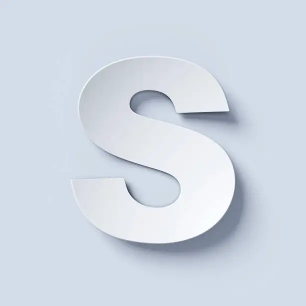 White bent paper font letter S