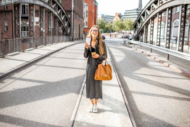 istock Business woman on the iron bridge 845308144