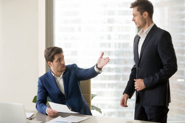 istock Boss criticizing and firing employee for bad work 845314330