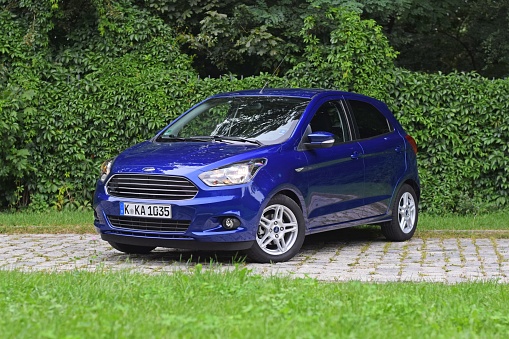 Berlin, Germany - 1st, September, 2017: Modern Ford Ka Plus on the street. This model is the first budget car from Ford on the European market.