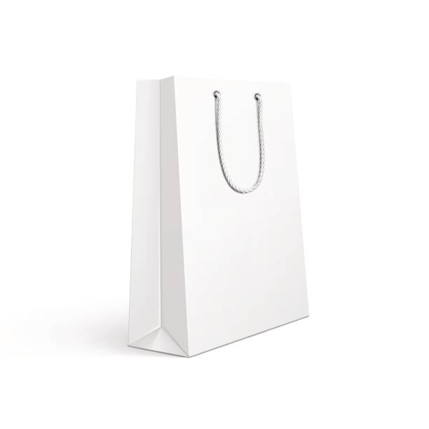 ilustraciones, imágenes clip art, dibujos animados e iconos de stock de bolsa de la compra - shopping bag white isolated blank