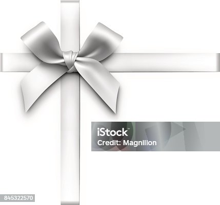 istock Silver Gift Bow with Ribbons 845322570