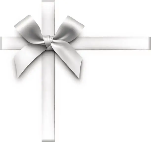 Vector illustration of Silver Gift Bow with Ribbons