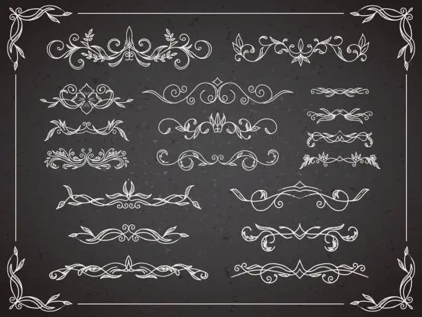 Vector illustration of Chalkboard Retro Scroll Dividers