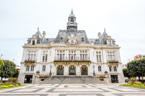 VICHY, FRANCE - August 01, 2017: View on the city hall building in Vichy city in the Allier department of central France