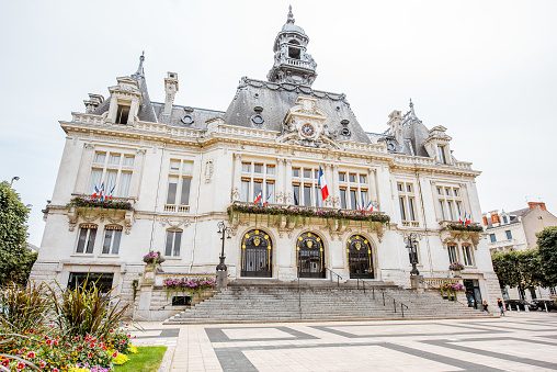 VICHY, FRANCE - August 01, 2017: View on the city hall building in Vichy city in the Allier department of central France