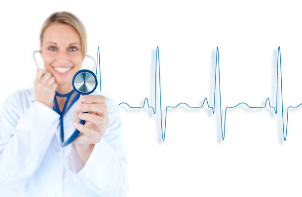 istock Blonde doctor holding up stethoscope 845344726