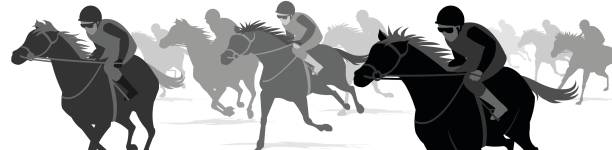 ilustraciones, imágenes clip art, dibujos animados e iconos de stock de carrera de caballos en la playa - wrexham