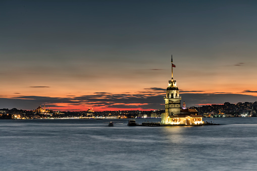 Long exposure Maiden's Tower Istanbul, Turkey.