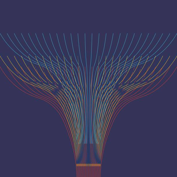 Vector Illustration: Big Data Funnel Fractal visualization. Sorting or Filtering process of fragmented Big Data information. vector art illustration