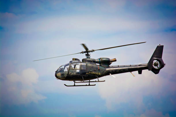 istock Large military helicopter in flight 845396614