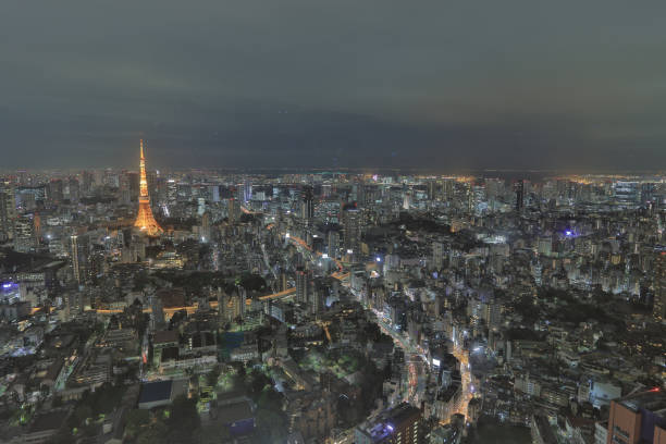 istock Tokyo tower as seen with skyline from Metropolitan 845414108
