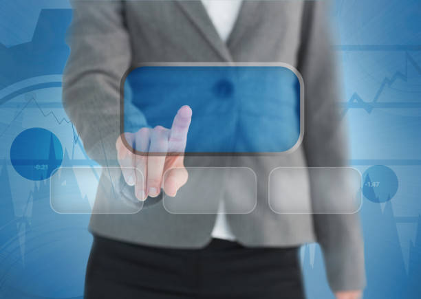 istock Businesswoman touching a screen 845416706